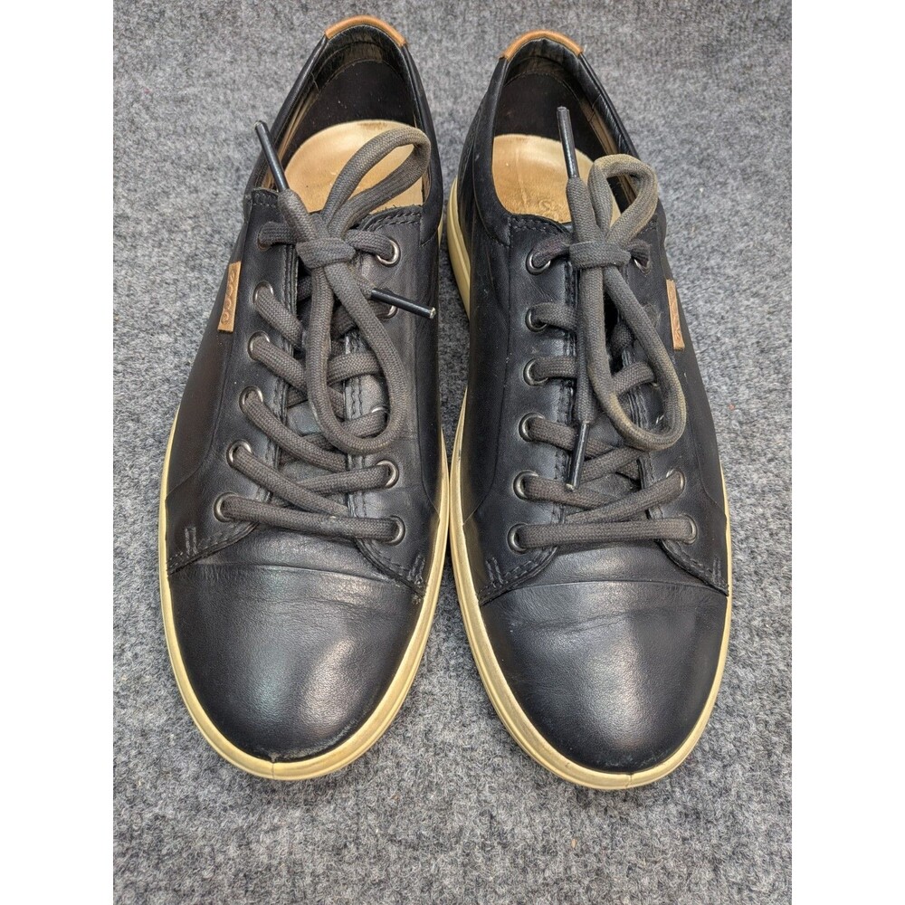 ECCO Men's Black Leather Low Top Sneakers Shoes EU 41 US 7-7.5 Comfort